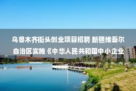 乌鲁木齐街头创业项目招聘 新疆维吾尔自治区实施《中华人民共和国中小企业促进法》办法