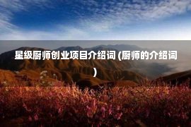 星级厨师创业项目介绍词 (厨师的介绍词)