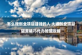 怎么找创业项目赚钱的人 大通创业项目轻资精巧代办加盟攻略