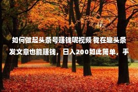 如何做起头条号赚钱呢视频 我在趣头条发文章也能赚钱，日入200如此简单，手把手教你（10）