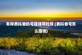 怎样养抖音的号赚钱呢视频 (养抖音号怎么赚钱)