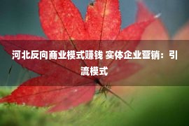 河北反向商业模式赚钱 实体企业营销：引流模式