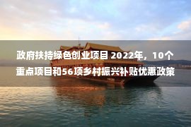 政府扶持绿色创业项目 2022年，10个重点项目和56项乡村振兴补贴优惠政策找齐了！