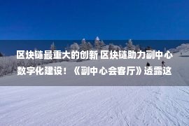 区块链最重大的创新 区块链助力副中心数字化建设！《副中心会客厅》透露这些重磅信息——