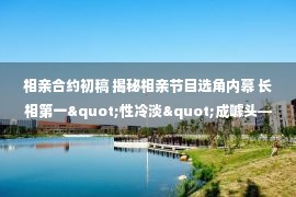 相亲合约初稿 揭秘相亲节目选角内幕 长相第一"性冷淡"成噱头——中新网