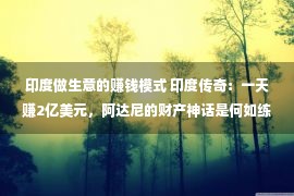 印度做生意的赚钱模式 印度传奇：一天赚2亿美元，阿达尼的财产神话是何如练成的