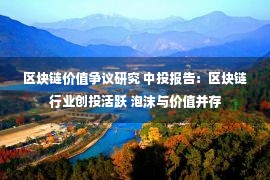 区块链价值争议研究 中投报告：区块链行业创投活跃 泡沫与价值并存