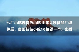 七厂小吃城特色小吃 山东大姨食品厂退休后，自创特色小吃10块钱一个，出摊前排长队