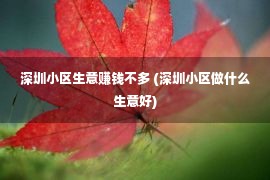 深圳小区生意赚钱不多 (深圳小区做什么生意好)