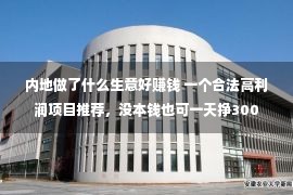 内地做了什么生意好赚钱 一个合法高利润项目推荐，没本钱也可一天挣300