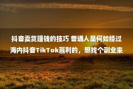 抖音卖货赚钱的技巧 普通人是何如经过海内抖音TikTok赢利的，想找个副业来推广支出