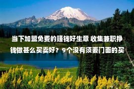 当下加盟免费的赚钱好生意 收集兼职挣钱做甚么买卖好？9个没有须要门面的买卖