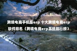 跨境电商手机版erp 十大跨境电商erp软件排名（跨境电商erp系统排行榜）