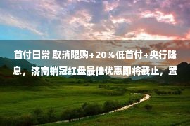 首付日常 取消限购+20%低首付+央行降息，济南销冠红盘最佳优惠即将截止，置业稀缺恒产最佳时机！