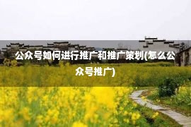 公众号如何进行推广和推广策划(怎么公众号推广)