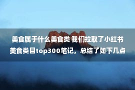 美食属于什么美食类 我们拉取了小红书美食类目top300笔记，总结了如下几点