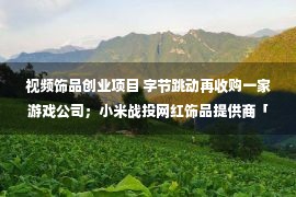 视频饰品创业项目 字节跳动再收购一家游戏公司；小米战投网红饰品提供商「ACC超级饰」