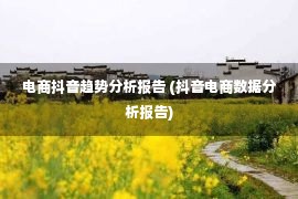 电商抖音趋势分析报告 (抖音电商数据分析报告)