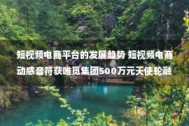 短视频电商平台的发展趋势 短视频电商动感音符获唯觅集团500万元天使轮融资