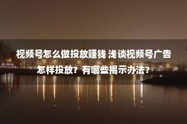 视频号怎么做投放赚钱 浅谈视频号广告怎样投放？有哪些揭示办法？