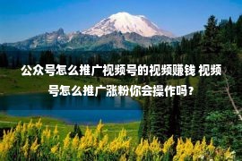 公众号怎么推广视频号的视频赚钱 视频号怎么推广涨粉你会操作吗？