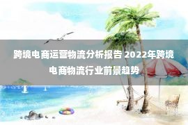 跨境电商运营物流分析报告 2022年跨境电商物流行业前景趋势