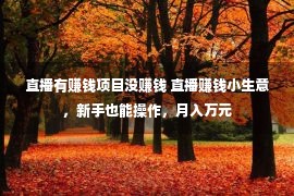 直播有赚钱项目没赚钱 直播赚钱小生意，新手也能操作，月入万元