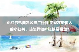 小红书电商怎么推广赚钱 变现才略惊人的小红书，该怎样做扩张以及投放？