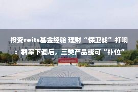 投资reits基金经验 理财“保卫战”打响：利率下调后，三类产品或可“补位”