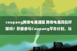 coupang跨境电商课程 跨境电商现在好做吗？积极参与Coupang平台计划，比别人更快出单