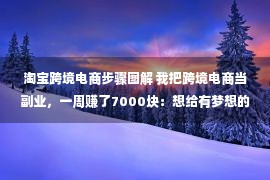 淘宝跨境电商步骤图解 我把跨境电商当副业，一周赚了7000块：想给有梦想的人提个醒 ！