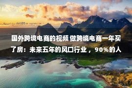 国外跨境电商的视频 做跨境电商一年买了房：未来五年的风口行业 ，90%的人都不知道