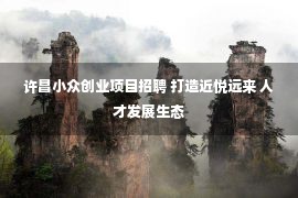 许昌小众创业项目招聘 打造近悦远来 人才发展生态