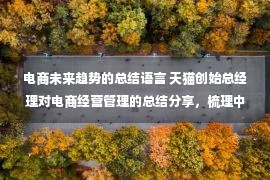 电商未来趋势的总结语言 天猫创始总经理对电商经营管理的总结分享，梳理中国电商10年发展脉络和未来趋势