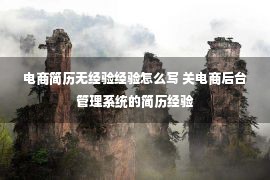 电商简历无经验经验怎么写 关电商后台管理系统的简历经验