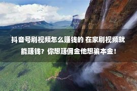 抖音号刷视频怎么赚钱的 在家刷视频就能赚钱？你想赚佣金他想骗本金！