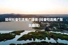 如何抖音引流推广赚钱 (抖音引流推广怎么赚钱)