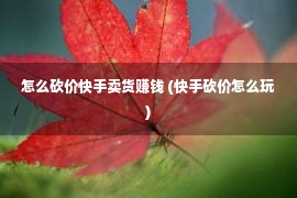 怎么砍价快手卖货赚钱 (快手砍价怎么玩)