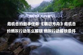 危机合约新手任务 《明日方舟》危机合约燃灰行动怎么解锁 燃灰行动解锁条件一览