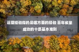 运营经验指的是哪方面的经验 百年雀巢成功的十条基本准则