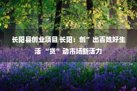 长阳县创业项目 长阳：创”出百姓好生活 “贷”动市场新活力