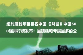 纽约赚钱项目排名中国 《财富》中国500强排行榜发布！最赚钱和亏损最多的公司分别是这些……｜新闻麻辣烫