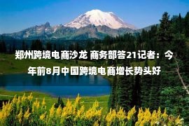 郑州跨境电商沙龙 商务部答21记者：今年前8月中国跨境电商增长势头好