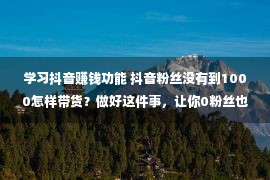 学习抖音赚钱功能 抖音粉丝没有到1000怎样带货？做好这件事，让你0粉丝也能变现赢利