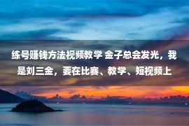 练号赚钱方法视频教学 金子总会发光，我是刘三金，要在比赛、教学、短视频上发三点光