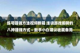 练号赚钱方法视频教程 浅谈游戏搬砖的八种赚钱方式～新手小白建议收藏备用～