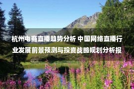 杭州电商直播趋势分析 中国网络直播行业发展前景预测与投资战略规划分析报告