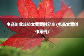 电商创业趋势文案案例分享 (电商文案创作案例)