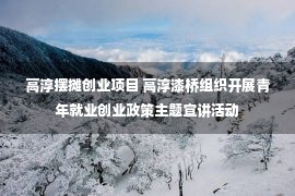 高淳摆摊创业项目 高淳漆桥组织开展青年就业创业政策主题宣讲活动