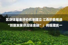 区块链基金评价机制建立 江西积极推进 “创新发展供应链金融”；将组建统一共享的区块链供应链金融平台